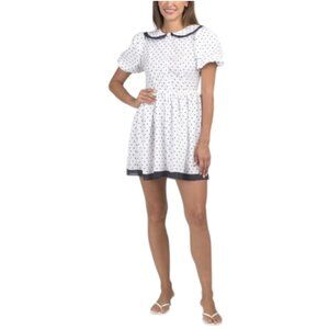 US TOGETHER Ruffle Collar Mini Dress